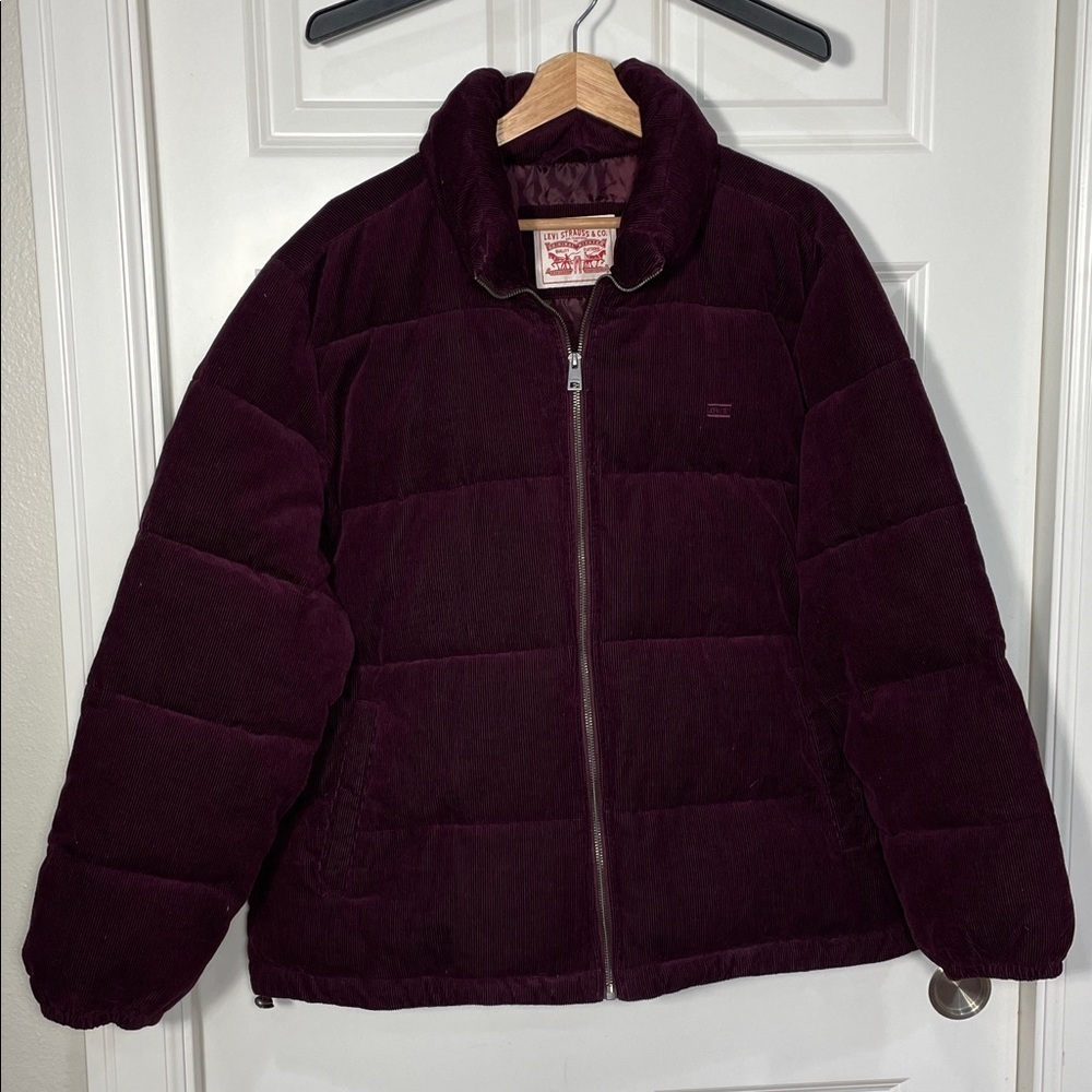 Levi's Zoe Corduroy Jacket Size XXL Full Zip Coat Burgundy Puffer Red Purple - Picture 9 of 17